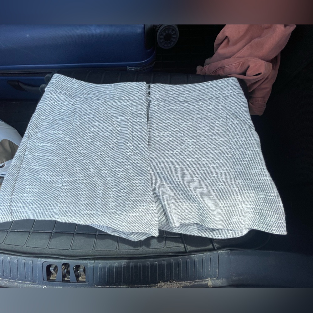 LOFT Gray and Cream Striped Short